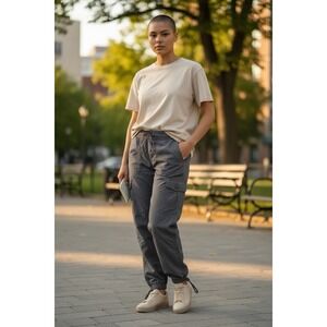 L.L. Bean Women's Jogger Sweatpants Gray Medium Cotton Blend Elastic Pull-On